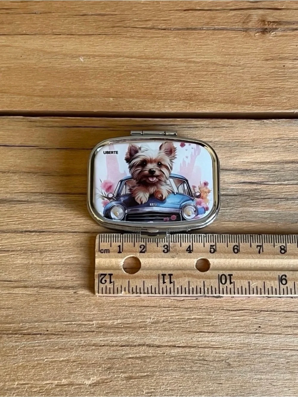 Yorkie Puppy Purse Pill Box/Travel Jewelry Box-Puppy in Car
